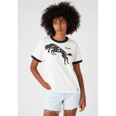 Kobiety T_SHIRT_TOP | Wrangler 75TH ANNI RINGER TEE - T-shirt z nadrukiem - black beauty/czarny - PN00899