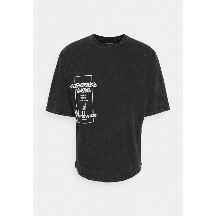 Kobiety T SHIRT TOP | YOURTURN PRINT WASH UNISEX - T-shirt z nadrukiem - black/czarny - EL22465