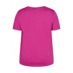 Kobiety T SHIRT TOP | Zizzi KURZARM - T-shirt z nadrukiem - festival fuchsia way/różowy - GP63169