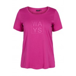 Kobiety T_SHIRT_TOP | Zizzi KURZARM - T-shirt z nadrukiem - festival fuchsia way/różowy - GP63169