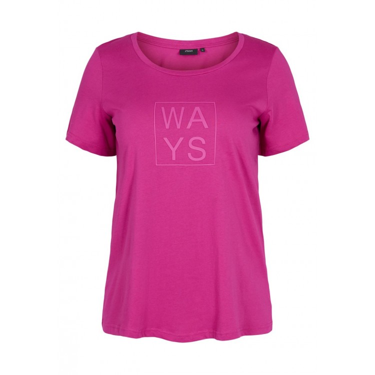 Kobiety T SHIRT TOP | Zizzi KURZARM - T-shirt z nadrukiem - festival fuchsia way/różowy - GP63169