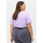 Kobiety T SHIRT TOP | Zizzi T-shirt basic - purple/fioletowy - EM13366