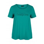 Kobiety T SHIRT TOP | Zizzi T-shirt z nadrukiem - petrol/zielony - XM30044