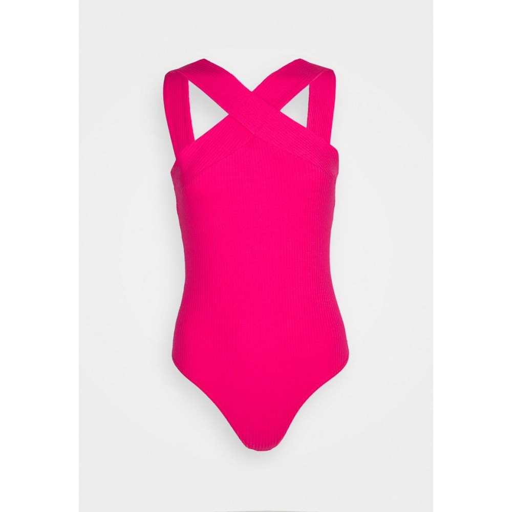 Kobiety T SHIRT TOP | Glamorous BODYSUIT WITH TRIANGLE TO V NECKLINE WIDE STRAP - Body - hot pink/różowy - TT15534