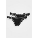 Kobiety UNDERPANT | Out From Under for Urban Outfitters ARIELLA TRIM THONG 2 PACK - Stringi - black/czarny - QK92982