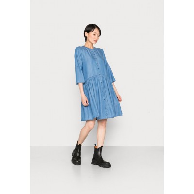 Kobiety DRESS | TOM TAILOR DENIM DRESS WITH PLACKET - Sukienka jeansowa - used mid stone blue denim/niebieski denim - SG14886
