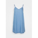 Kobiety DRESS | Vero Moda Petite VMLILIANA SING SHORT BOW DRESS - Sukienka jeansowa - medium blue denim/niebieski denim - DO10822