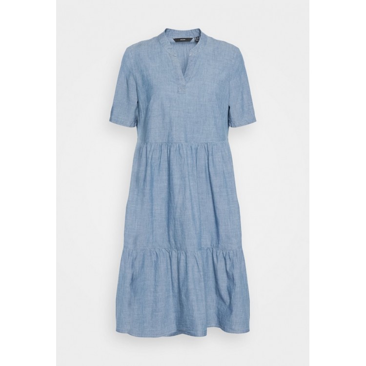 Kobiety DRESS | Vero Moda Tall VMPAULINA TIERED - Sukienka jeansowa - medium blue denim/niebieski denim - NA79160