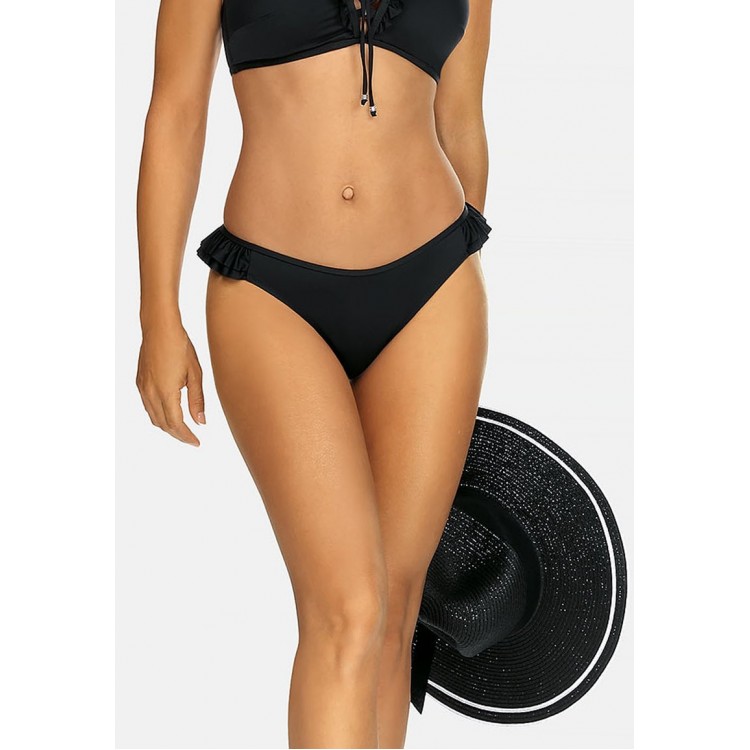 Kobiety BEACH TROUSER | Feba Swimwear Z FALBANKĄ - Kąpielówki - klasyczne z falbankami/czarny - IJ84371