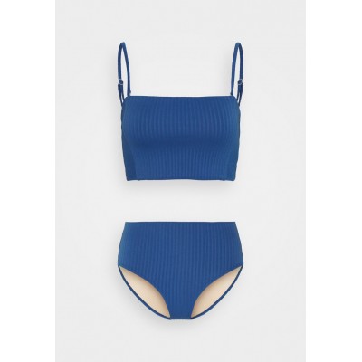 Kobiety BIKINI_COMBINATION | Cotton On Body LONGLINE BANDEAU HIGHWAISTED FULL SET - Bikini - marina blue/brązowy - JR45169