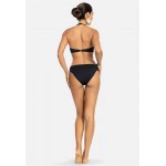 Kobiety BIKINI TOP | Feba Swimwear BARDOTKA - Góra od bikini - czarna w złote kropki/czarny - SW82722