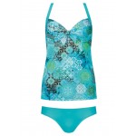 Kobiety BIKINI COMBINATION | Feba Swimwear TANKINI - Kostium kąpielowy - turkusowy wzór/niebieski neon - RA14095