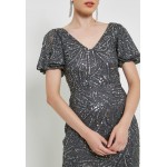 Kobiety DRESS | BEAUUT ISSA EMBELLISHED SEQUINS MAXI - Suknia balowa - charcoal/ciemnoszary - LO93027