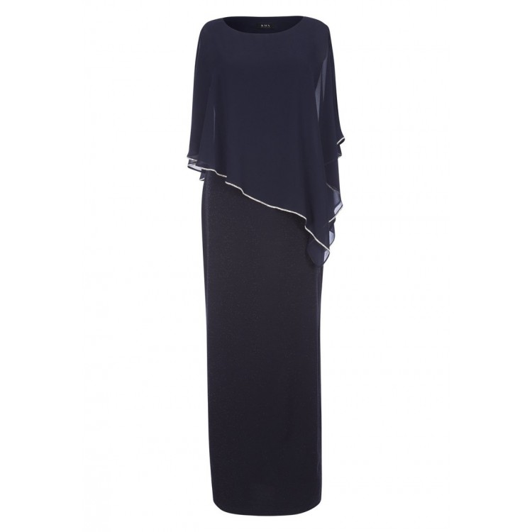 Kobiety DRESS | KMX Fashion DŁUGA Z SZYFONOWĄ PELERYNĄ - Suknia balowa - granatowy - HG43353