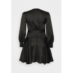 Kobiety DRESS | Glamorous Curve WRAP DRESS WITH PUFF LONG SLEEVES AND TIE DETAIL - Sukienka koktajlowa - black/czarny - HD96720