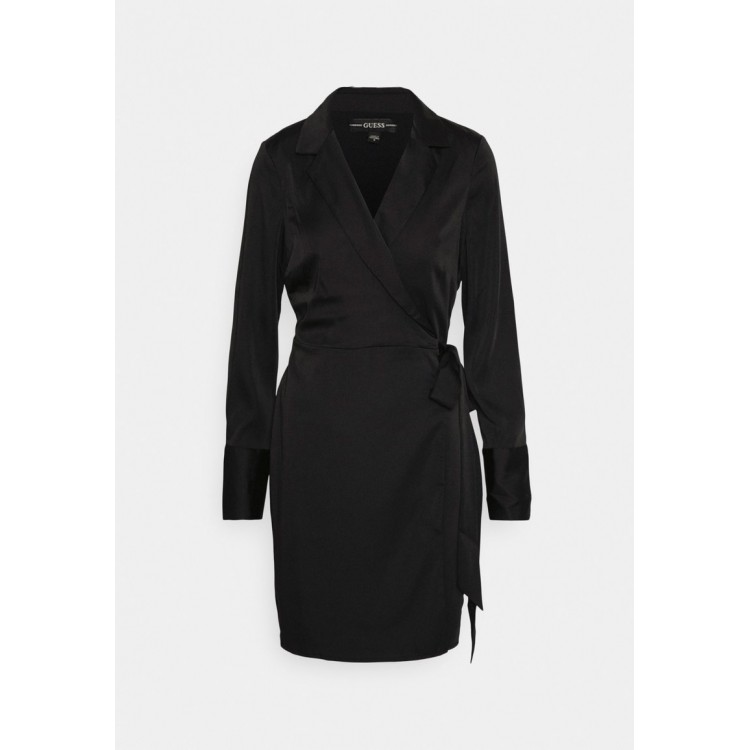 Kobiety DRESS | Guess ADAIR WRAP DRESS - Sukienka koktajlowa - jet black/czarny - GB58112