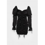 Kobiety DRESS | Missguided RUCHED PUFF SLEEVE MINI DRESS - Sukienka koktajlowa - black/czarny - RT61928