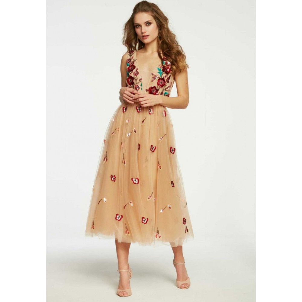 Kobiety DRESS | Swing VICTORIA - Sukienka koktajlowa - beige, red/beżowy - ZG96004