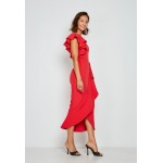 Kobiety DRESS | True Violet ONE SHOULDER RUFFLE MIDI DRESS - Sukienka koktajlowa - red/czerwony - TJ45651