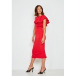 Kobiety DRESS | True Violet RUFFLE SHOULDER MIDI DRESS - Sukienka koktajlowa - red/czerwony - ST59256