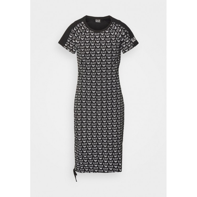 Kobiety DRESS | EA7 Emporio Armani DRESS ALLOVER LOGO - Sukienka letnia - fancy black/white/czarny - WL34012