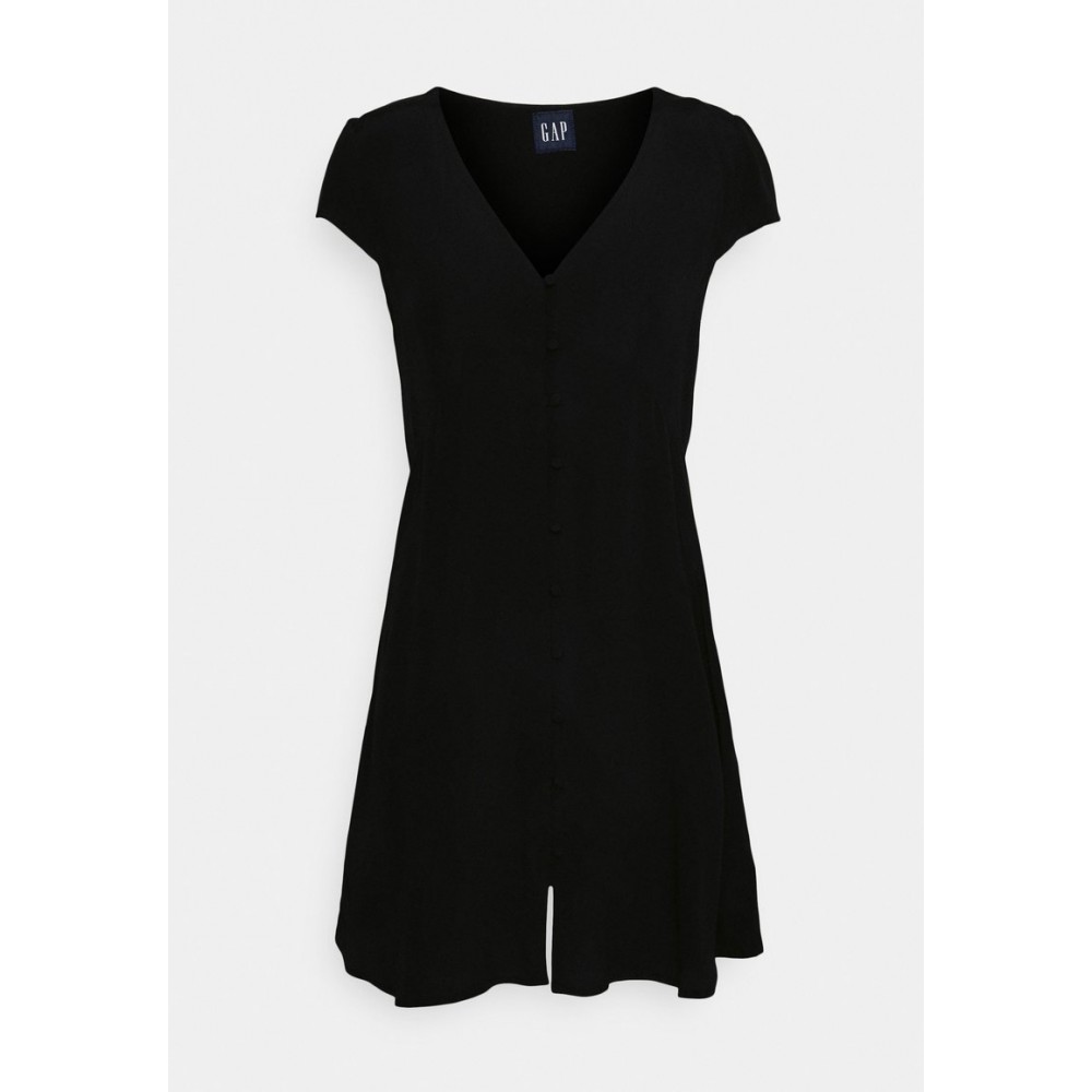 Kobiety DRESS | GAP CAP SLEEVE BUTTON FRONT - Sukienka letnia - true black/czarny - TN92896