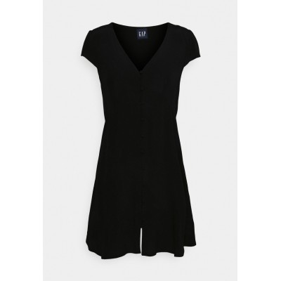 Kobiety DRESS | GAP CAP SLEEVE BUTTON FRONT - Sukienka letnia - true black/czarny - TN92896