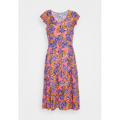 Kobiety DRESS | JDY Petite JDYSTARR LIFEFRILL MIDI DRESS - Sukienka letnia - peach blossom/cadium/yellow/wielokolorowy - VV18250