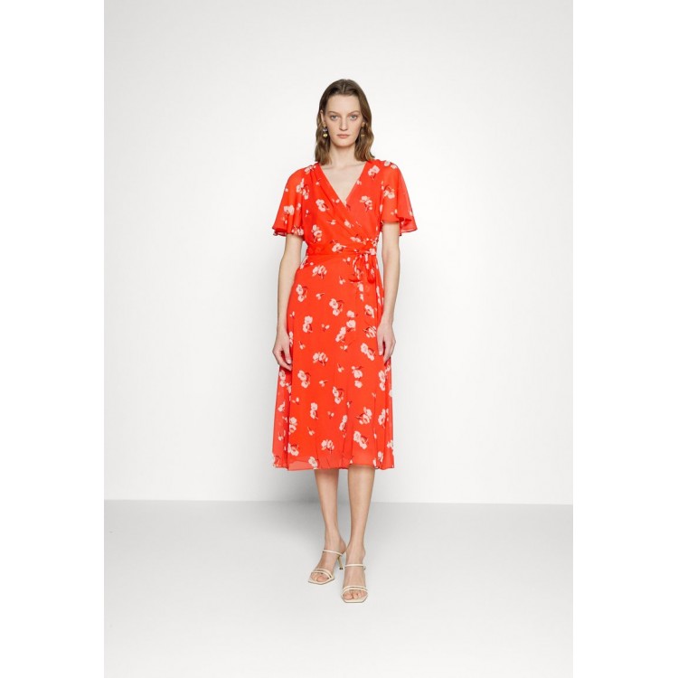 Kobiety DRESS | Lauren Ralph Lauren FLORAL CRINKLED GEORGETTE DRESS - Sukienka letnia - orange/cream/tan/pomarańczowy - MT95430