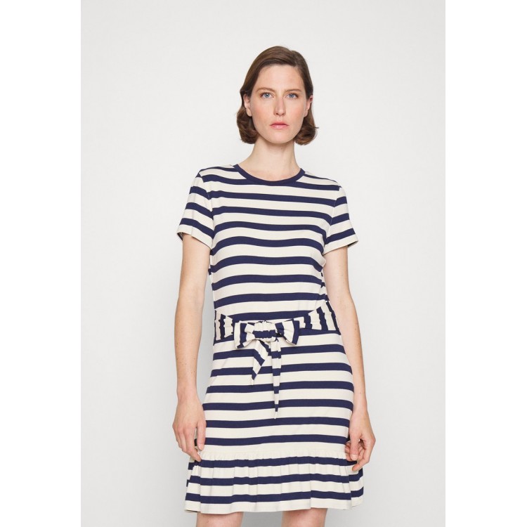 Kobiety DRESS | Lauren Ralph Lauren STRIPED JERSEY T-SHIRT DRESS - Sukienka letnia - mascarpone cream/french navy/mleczny - RX58043