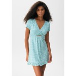 Kobiety DRESS | PULL&BEAR FLORAL SHORT SLEEVE WITH CUT-OUT DETAIL - Sukienka letnia - turquoise/turkusowy - XT15565