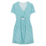 Kobiety DRESS | PULL&BEAR FLORAL SHORT SLEEVE WITH CUT-OUT DETAIL - Sukienka letnia - turquoise/turkusowy - XT15565