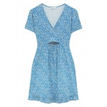Kobiety DRESS | PULL&BEAR FLORAL SHORT SLEEVE WITH CUT-OUT DETAIL - Sukienka letnia - blue/niebieski - CF83218