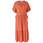 Kobiety DRESS | s.Oliver STROKENJURK MET BALLONMOUWEN - Sukienka letnia - coral/pomarańczowy - IQ90220