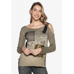 Kobiety PULLOVER | Cipo & Baxx Bluzka z długim rękawem - khaki - LC86019