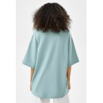 Kobiety T SHIRT TOP | Bershka SHORT SLEEVE - Bluzka z długim rękawem - light blue denim/jasnoniebieski - TN29812