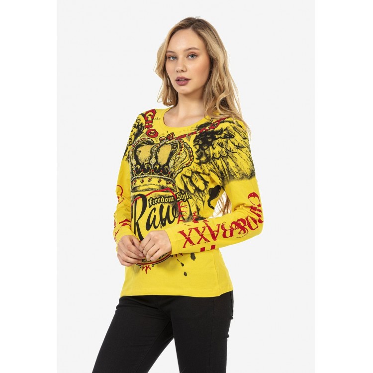 Kobiety T SHIRT TOP | Cipo & Baxx Bluzka z długim rękawem - yellow/żółty - JP13616