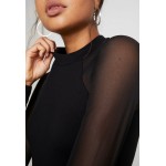 Kobiety T SHIRT TOP | Even&Odd BODYSUIT - Bluzka z długim rękawem - black/czarny - DV23903