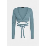 Kobiety T SHIRT TOP | Even&Odd Petite Bluzka z długim rękawem - blue-grey/niebieskoszary - QL83909