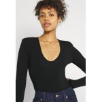 Kobiety T SHIRT TOP | Good American POWER SHOULDER BODY - Bluzka z długim rękawem - black/czarny - BW41140