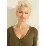 Kobiety T SHIRT TOP | Guess V NECK LOGO HENLEY TEE - Bluzka z długim rękawem - grün/zielony - UZ35083
