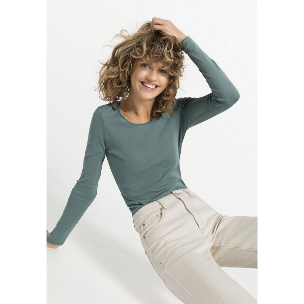 Kobiety T SHIRT TOP | hessnatur Bluzka z długim rękawem - thymian/zielony - TQ65005