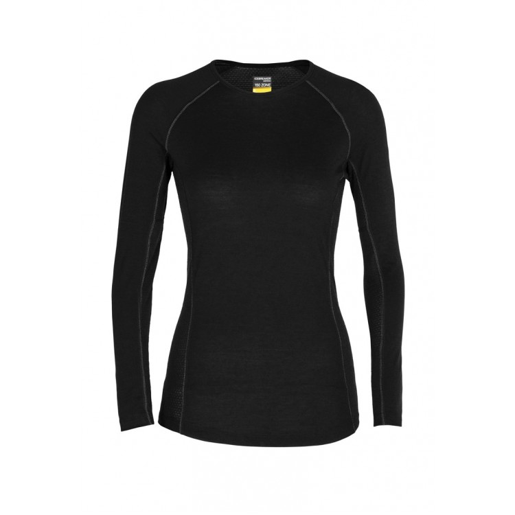 Kobiety T SHIRT TOP | Icebreaker 150 ZONE LS CREWE - Bluzka z długim rękawem - black/czarny - CX77678