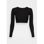 Kobiety T SHIRT TOP | iets frans... LONG SLEEVE SUPER CROP TEE - Bluzka z długim rękawem - black/czarny - GL98242
