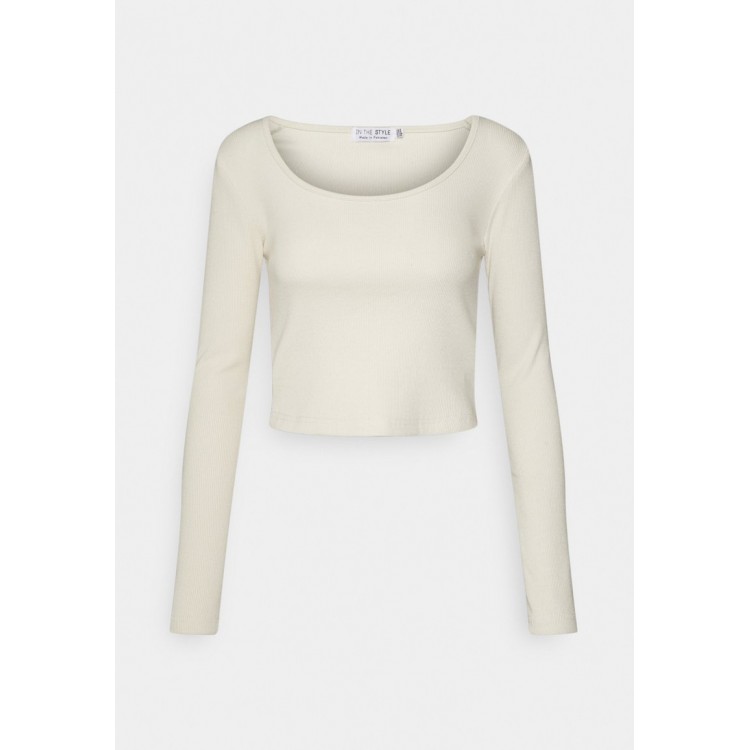 Kobiety T SHIRT TOP | IN THE STYLE BILLIE FAIERS CREAM CROP TOP - Bluzka z długim rękawem - cream/mleczny - RM47953