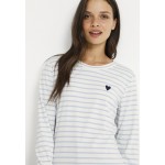 Kobiety T SHIRT TOP | Kaffe LIDDY - Bluzka z długim rękawem - chalk/subdued blue stripes/mleczny - EY24870