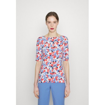 Kobiety T_SHIRT_TOP | Lauren Ralph Lauren FLORAL-PRINT BOATNECK TOP - Bluzka z długim rękawem - blue/orange/multi/niebieski - AU56044