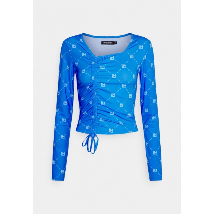 Kobiety T SHIRT TOP | Local Heroes MONOGRAM RUCHED - Bluzka z długim rękawem - blue/niebieski - XL91450