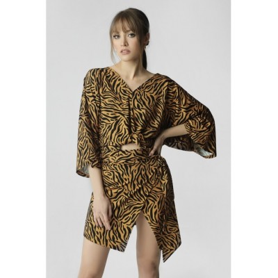 Kobiety T_SHIRT_TOP | Madnezz JOANNA - Bluzka z długim rękawem - tiger print/brązowy - WV91540