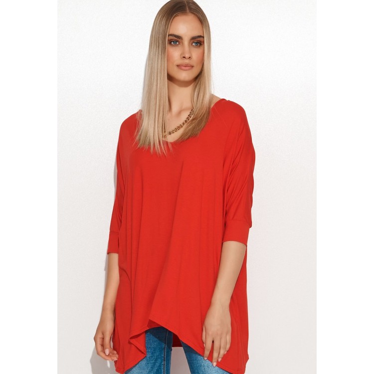 Kobiety T SHIRT TOP | Makadamia ASYMETRYCZNA ONESIZE - Bluzka z długim rękawem - czerwony - OK12948